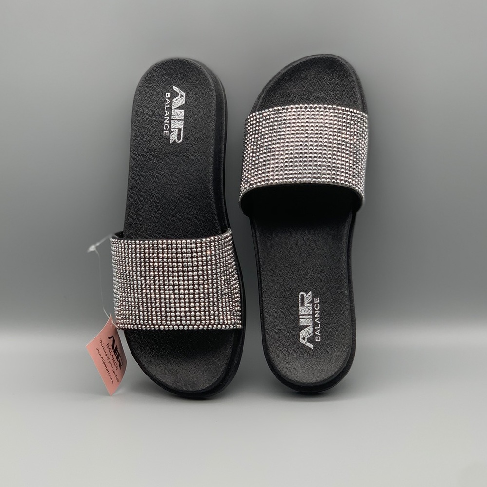 Women’s Black Sparkly Slip-On Sandals